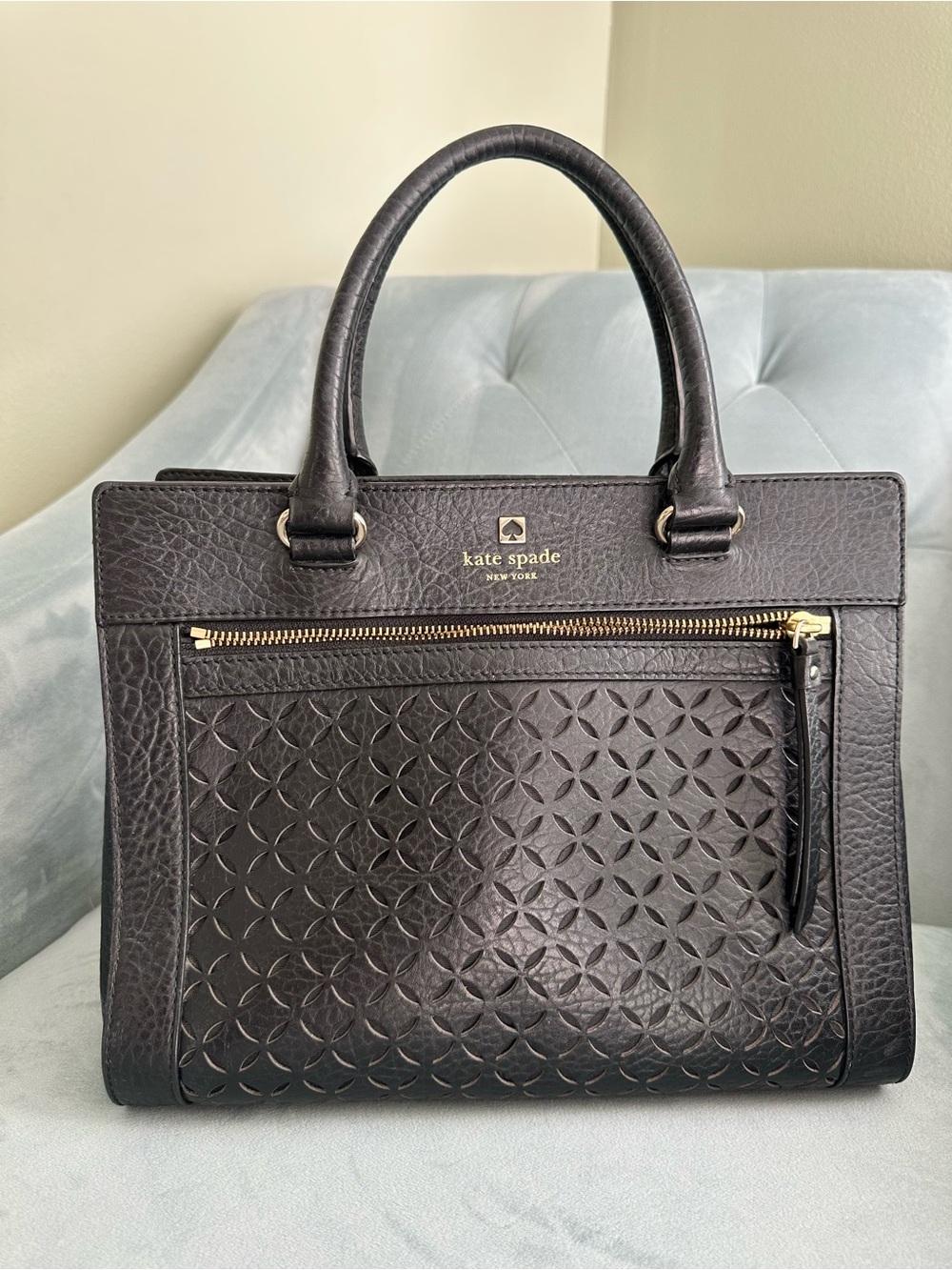 kate spade Black Embossed Leather Top-Handle Briefcase